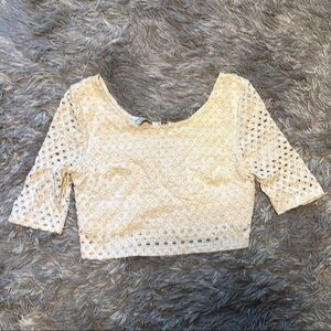 Bebe  Cream Lace Women's crop  Top